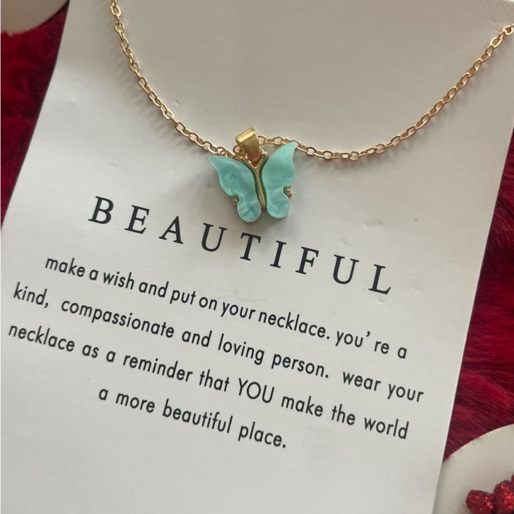 Butterfly Necklace with Note